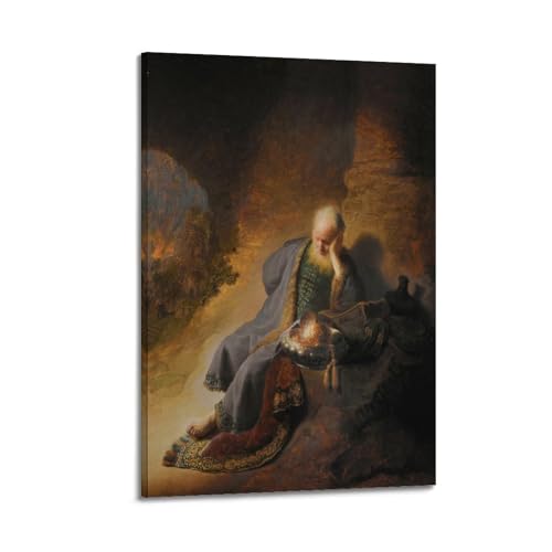Poster Jérémie pleurant la destruction de Jérusalem Rembrandt tableau sur toile 30x45cm
