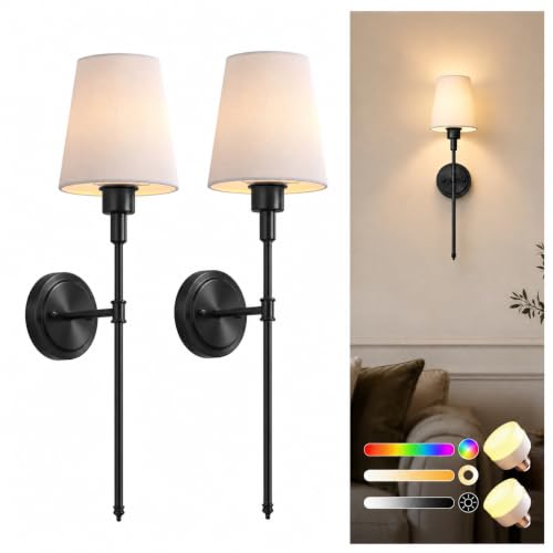 Image of Battery Operated Wall Sconce: Set of 2 Wireless Wall Light 12000mAh