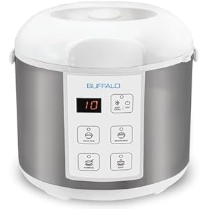 Buffalo Classic Rice Cooker with Clad Stainless Steel Inner Pot – Electric Rice Cooker for White/Brown Rice, Grain – Easy-to-clean, Non-Toxic & Non-Stick, Auto Warmer (10 Cup)