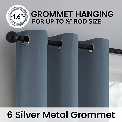 Image of SimpleHome Stone Blue 100% Blackout Curtains Room Darkening Living Room 63L