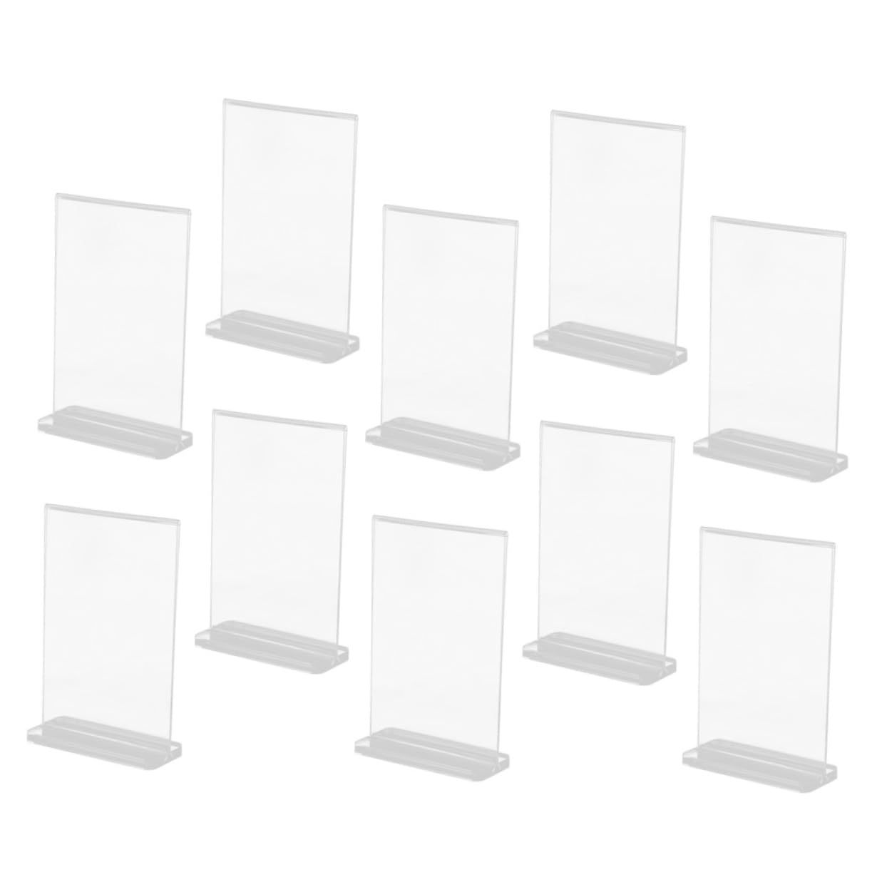 Lot de 10 Porte-affiches de Table en Acrylique, Format T, Base Stable Antidérapante, pour Menus et Prix en Restaurants et Bureaux
