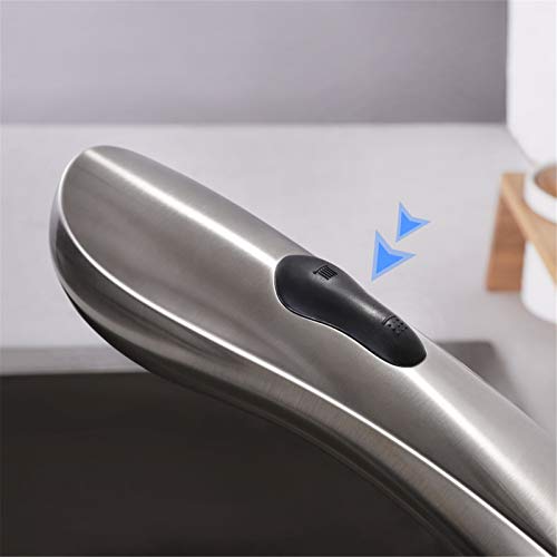 Robinet d'évier de cuisine rétractable en nickel brossé avec mitigeur à levier unique