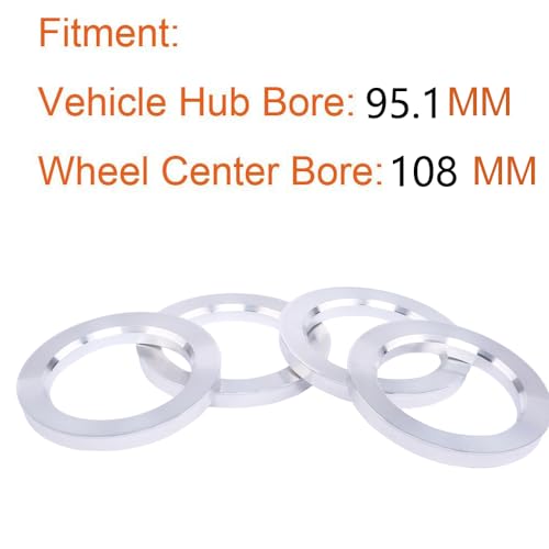 Image of ZHTEAPR Wheel Hub Centric Rings 95.1 to 108 OD=108mm ID=95.1mm Aluminium Alloy Wheel Hubrings 108 to 95.1