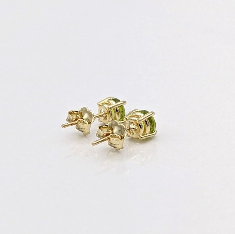 Puces d'oreilles en péridot naturel et argent 925 plaqué or d'exception - 3