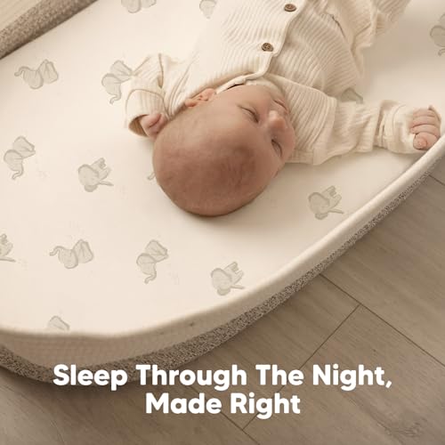 Image of 2-Pack Baby Bassinet Sheets Girl, Boy - 33x17 Viscose Derived from Bamboo Bedside Mattress Fitted Bassinet Sheets, Compatible with Halo Bassinest Swivel Sleeper, Baby Delight, Graco (Pecan)