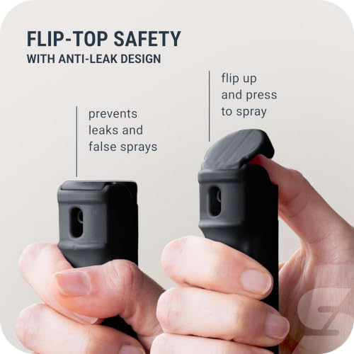 Image of SABRE Pepper Gel Spray with Fast Flip-Top Safety & Snap‑Clip Keychain for Self Defense - Max Strength with UV Dye, Reduces Wind Blowback, 10‑Sec Spray, 14ft Range, Finger Grip, Made in USA, 0.54 fl oz
