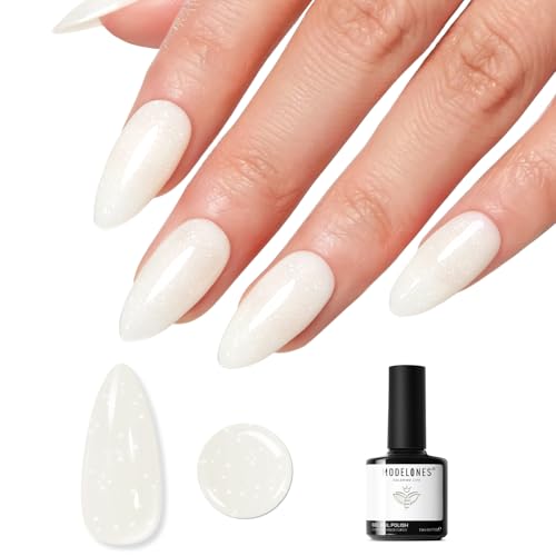 Image of modelones Glitter White Gel Nail Polish Glitter Gel Nail Polish Soak-Off UV Gel Polish - 28+ Days Long-Lasting Salon-Quality Nail Art DIY Manicure & Gift 15ML