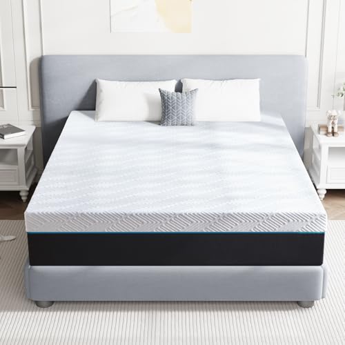 10 Inch Full Size Cooling Memory Foam Mattress - Medium Firm Gel-Infused for Pressure Relief & Cool Sleep, Breathable Comfort in a Box (54''W x 75''L)