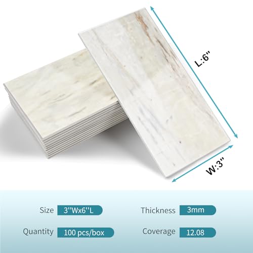 image for Vamos Tile 4-Piece Glossy Wooden Marble Grain Peel and Stick Backsplas