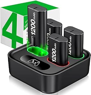 HEYLICOOL Rechargeable Battery Packs for Xbox Series X|S/Xbox One, 4X1200mAh Xbox One Controller Battery Packs, Rechargeable Batteries with Charging Dock for Xbox One/One S/One X/One Elite