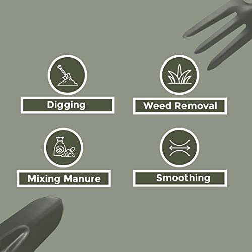 Kuber Industries Garden Tools|Small & Big Hand Trowels|Hand Cultivator|Hand Weeder & Fork Carbon Steel|SJ-5020|Set of 5|Green & Black