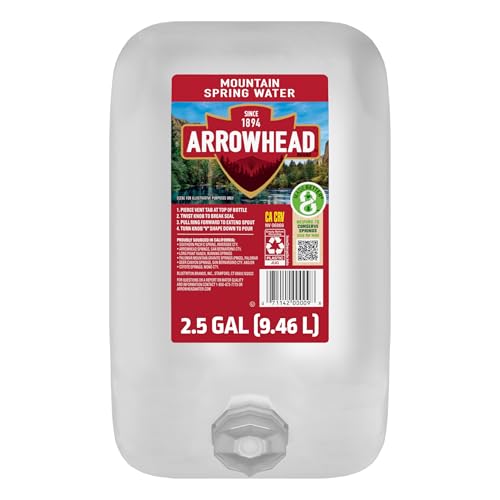 Arrowhead Mountain Spring Water Bottle, 2.5 Gallon Jug- Still Bottled Water with Naturally Occurring Minerals for Taste