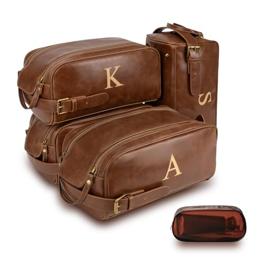 QIYVLOS Personalized PU Leather Toiletry Bag