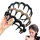 3 PCS Retro High Skull Pearl Headband, 2026 New Vintage High Cranium Headband with Teeth, Reversible Comb Head band, Suitable for Daily Use and Gathering (#A)