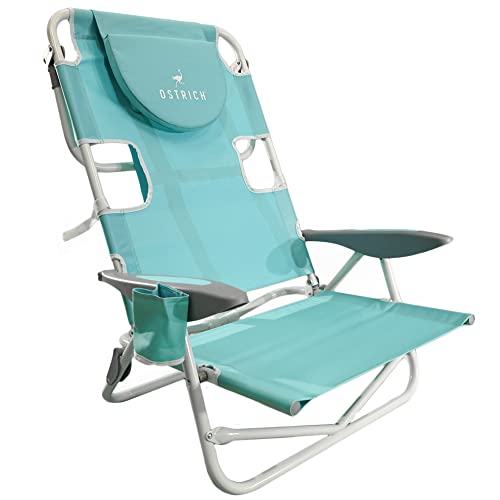 Ostrich The Heavy-Duty Backpacker Portable Beach Chair with Face Hole | Adjustable Lounge Chair with Face Opening Cup Holder 325lb Capacity Blue product thumbnail 15