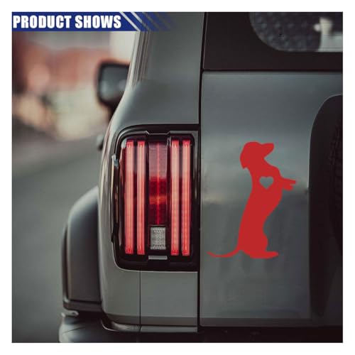 Image of 5.5 inch Dachshund Heart Dog Vinyl Decal, Waterproof Car Bumper Sticker for Car, Truck, Wall, Laptop (Red)
