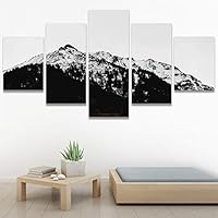 SIGNWIN 5 Panel Canvas Wall Art Monochromatic Mountains for Home Decorations Ready to Hang - 60