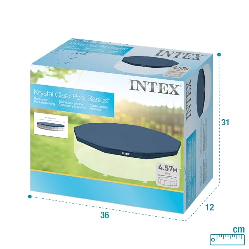 Intex Round Pool Cover - Poolabdeckplane - Ø 457 cm - Für Metal und Prism Frame Pool, 28032, Blau
