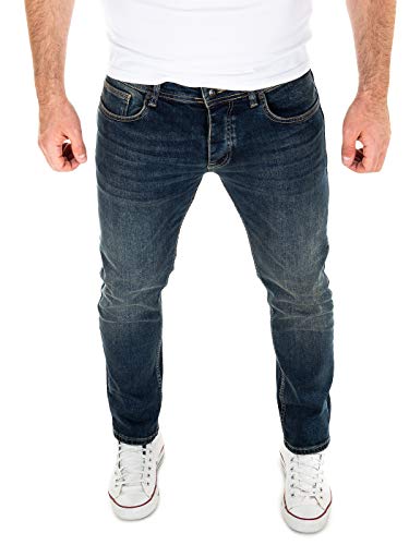 WOTEGA Dunkelblaue Slim Fit Jeans Alistar - Denim Herren Hose - Baumwoll Männerjeans, Blau (total Eclipse 194010), W33/L32
