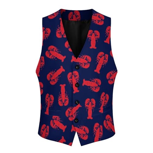 Red Lobster Funny Men's Formal Suit Vest Casual Business Dress Waistcoat Printed Vest Slim Fit3