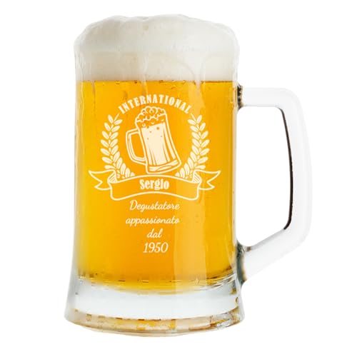Lasertricks Boccale Birra Personalizzato Inciso nel Vetro – Bicchiere Birra con Nome, Idea Regalo per Uomo, Compleanno e Occasioni Speciali