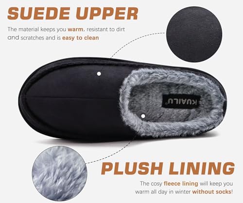 Image of KuaiLu Mens Slippers Orthopedic Arch Support Suede Fluff Plush Home Shoes | Comfortable Plantar Fasciitis Slip-on Bedroom Warm House Garden Footwear Fuzzy Clogs Slippers Indoor Outdoor Pantuflas