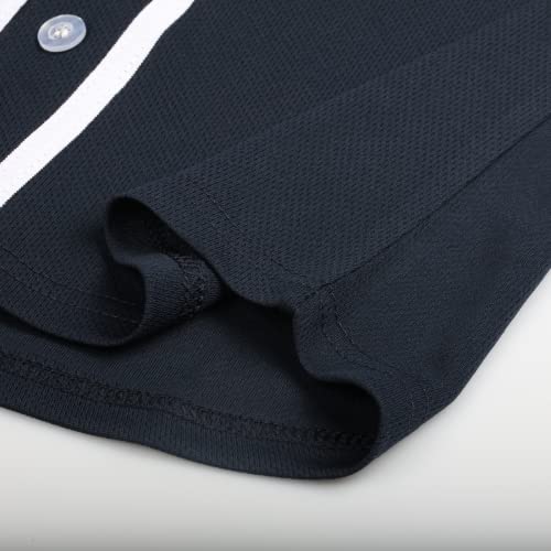 Chobegos Womens Baseball Jersey,Blank Button Down Baseball Softball Jersey,Hip Hop Hipster Short Sleeve Active Shirts (Dark Blue) #TOP5