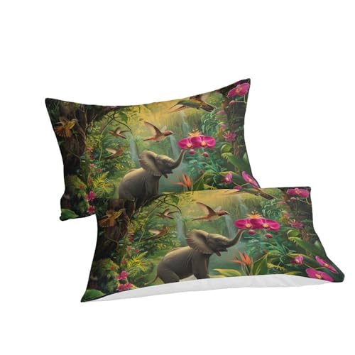 Parure housse de couette jungle 3D lit simple 140x200 microfibre zippée - 3