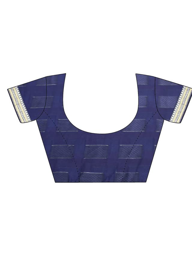 Image of SIRIL Women's Lace & Foil Printed Georgette Saree with Unstitched Blouse Piece(2826S479 Dark Blue, Sky Blue)