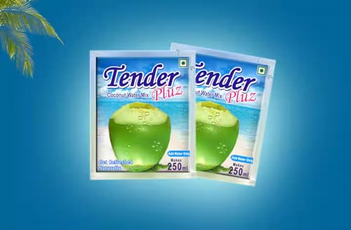 Image of Tender Pluz Coconut Water Mix | Get Refreshed Naturally | Nariyal Pani | No Preservatives, Artificals Colours & Flavours, Cholesterol | Makes 250ml per Sachet, 15g x 60 Sachets