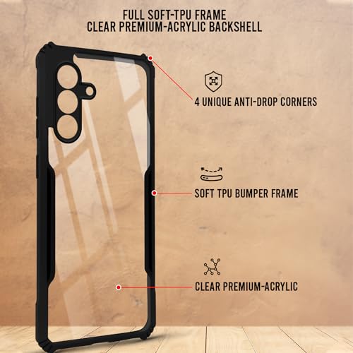 Image of Jkobi Back Cover Case for Samsung Galaxy A56 (Shockproof with Polycarbonate Clear Panel | Professional Black)
