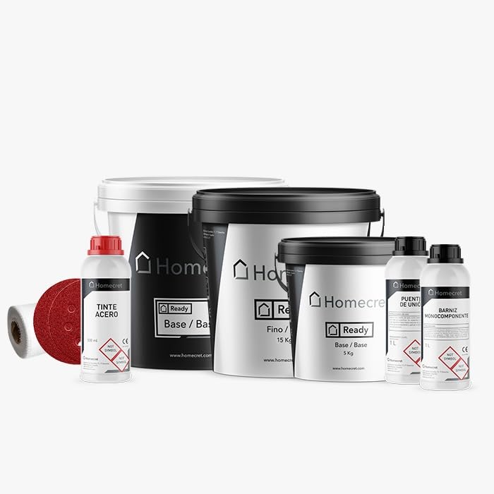 HOMECRET | Kit Microcemento Ready para Muebles 5 m2 | Renovación y restauración de muebles | Todo lo necesario para un acabado suave y profesional I Listo al Uso | Color tinte: Branco