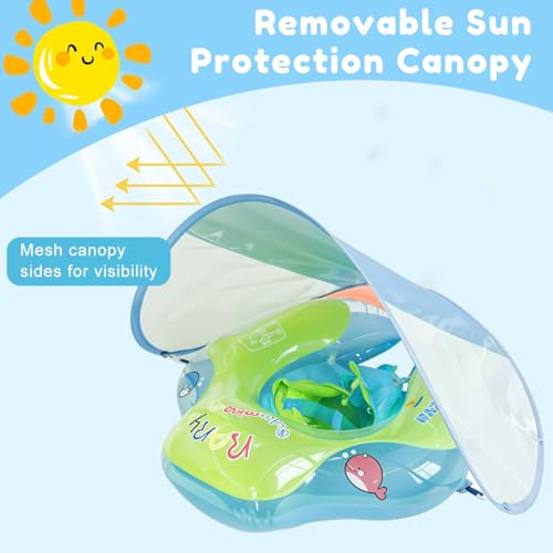 Image of SNOWIE SOFT Baby Floats for Swimming Pool, Baby Swimming Tube for 12-36 Months, Independent Double Layer PVC with Adjustable Safety Straps Outdoor Swimming Pool Baby Swimming Accessories