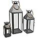 Produktbild Wohaga 3er Set Laternen mit Henkel H24/41/55cm aus Metall Grau/Glas Laternen Windlichter für Kerzen oder Dekoration