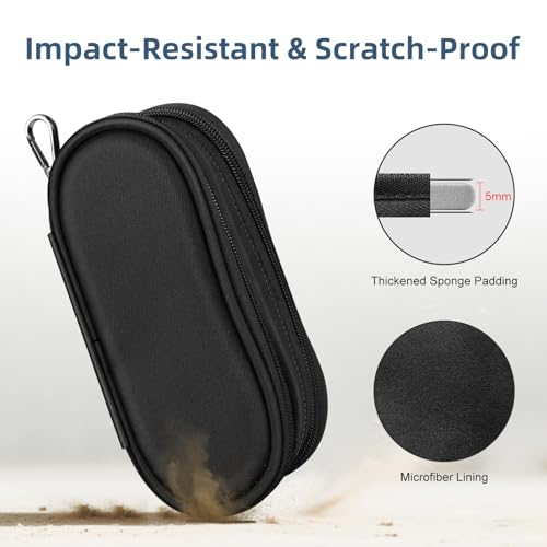 Image of FINTIE Double Sunglasses Case, Soft Portable Eyeglasses Pouch with Carabiner Clip, Dual Zipper Compartments for Men Women