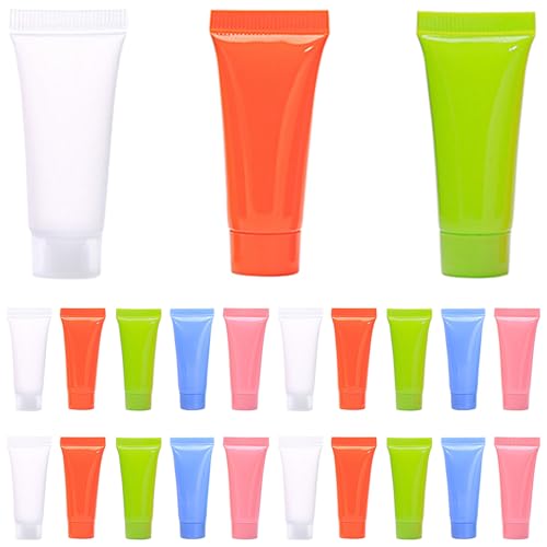 NOLITOY 30 Tubos Dispensadores de Loción de 5 Ml Botellas Exprimibles para de Manos y Limpiador Facial Reutilizables y Portátiles para Viajes y Uso Diario