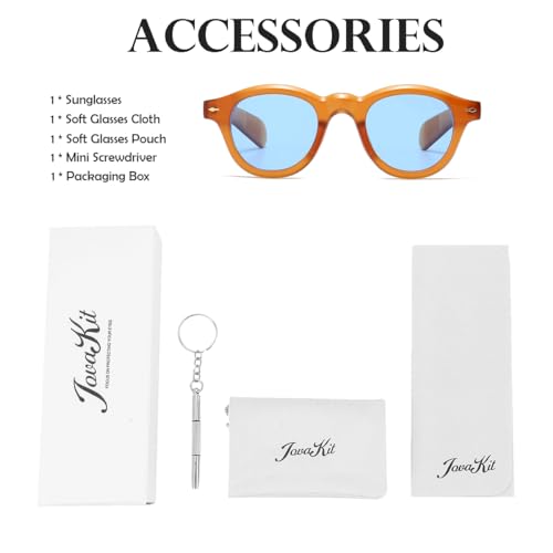Image of JOVAKIT Trendy Round Sunglasses for Women Men 90s Retro Vintage Classic Fashion Round Frame Sun Glasses Black Shades