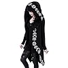 Bestwo Women Moon Gothic Witchcraft Hooded Cardigan Occult Long Sleeve Punk Hoodie Jacket Mid Long Sweatshirt, Tag Size XL(UK 12-14), Black #3