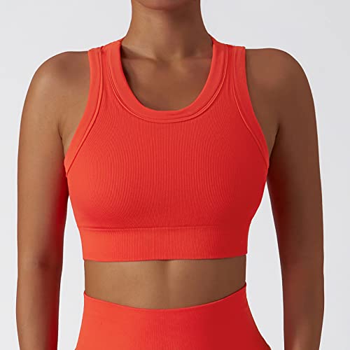 Image of Workout Sets for Women 2 Piece Seamless Ribbed Tank Top Sport Bra High Waist Biker Shorts GYM Yoga Exercise Outfits
