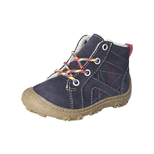 RICOSTA Baby Jungen Lauflernschuhe DAMO,Kinder Boots,WMS:Weit,Barfuß-Schuh,schnürschuhe,schnürer,Lammwolle,See (180),23 EU