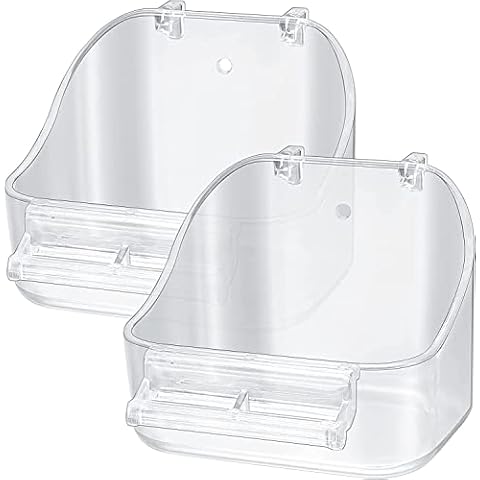 QOOSIKICC 2 STK Hängende Vogel Badewanne, Vogelbadewanne, Vogelwanne, Vogelbadehaus, Vogeltränke, Vogelbadebox, Vogel Bad Vogelbadekäfig für kleine Vögel Vogelkäfig Dusche Badewanne Zubehör Cover