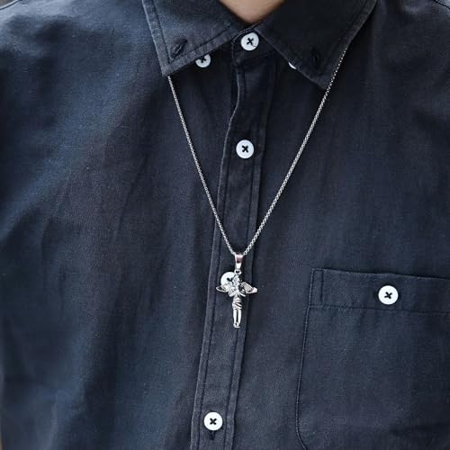 Stainless Steel Guardian Angel Pendant Necklace for Women Men 18K Gold Plated Angel Baby Hip Hop Necklace Jewelry Gift with 24 Inch Chain2