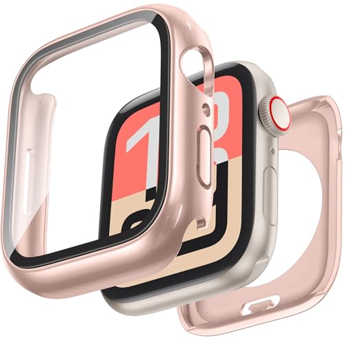 Ya en manzanajugosa.com: HWeggo [2 en 1] para Carcasa Protectora Impermeable para Apple Watch 44 mm SE 3/SE 2 generación/SE/Serie 6/5/4 Accesorios, Cubierta Protectora de PC de 360º, Cristal Templado (Oro Rosa)
