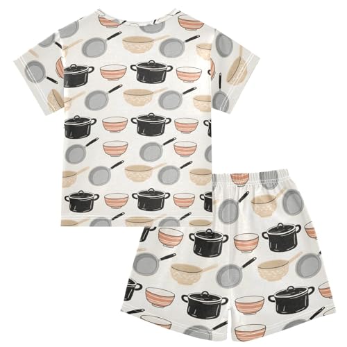 Pajama Sets Pots Pans Short Sleeve Summer Sleepwear 2 Piece Pjs2