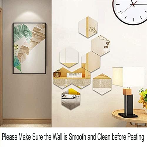 Hexagon Mirror Tiles, Acrylic Mirror Wall Stickers Self-Adhesive Hexagonal Mirror Sheets for Home Living Room Bedroom Decoration (20 * 17 cm)