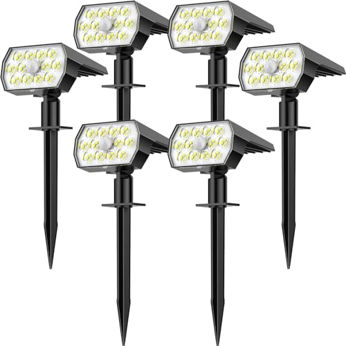 WENATY 52 LED-Solar-Bewegungsstrahler, Kaltweiß, 6 Stück