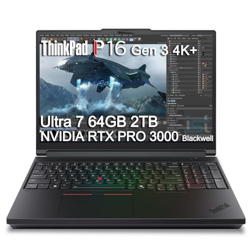 Image of Lenovo ThinkPad P16 Gen 3 Mobile Workstation Laptop (16 inch 4K+ UHD+, NVIDIA RTX PRO 3000 Blackwell 12GB, Intel Core Ultra 7 255HX, 64GB DDR5, 2TB SSD) for Designer, Engineer, 2xThunderbolt 5, Win 11 Pro