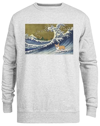 Sweat corgi surf grande vague unisexe gris chaud et respirant