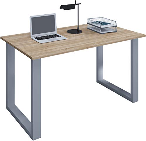 VCM Bureau en Bois Table d'ordinateur Table de Travail Meubles de Bureau Lona U Alu Argent Bureau en Bois Table d'ordinateur Table de Travail Meubles de Bureau...