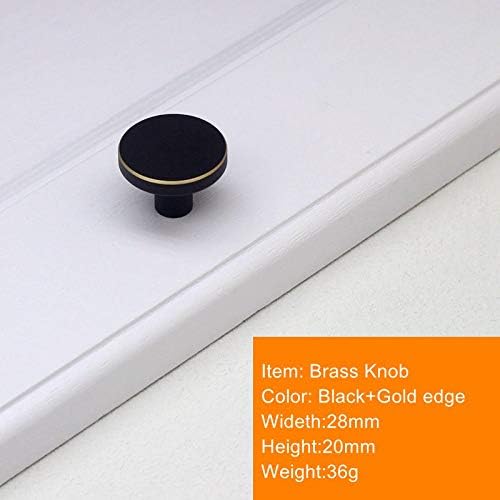 Black Solid Brass Cabinet Knobs Round Dresser Kitchen Furniture Drawer Pull Handles Hardware 10pack (28x20mm,10 Pack)